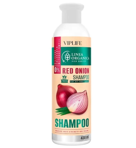VIPLIFE LINEA ORGANICA Saç şampunu QIRMIZI SOĞANLI 430 ml sulfatsız şəkil